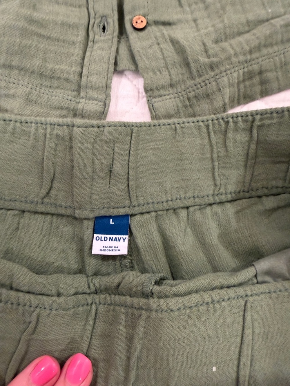 Olive Green Two-Piece Gauze Lounge Set - Picture 7 of 7